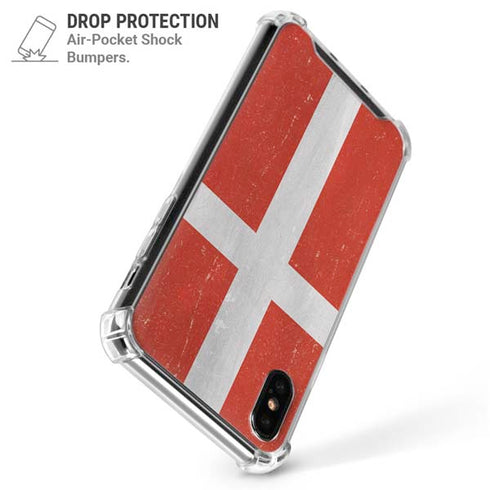 Denmark Flag Distressed iPhone X/XS Clear Case